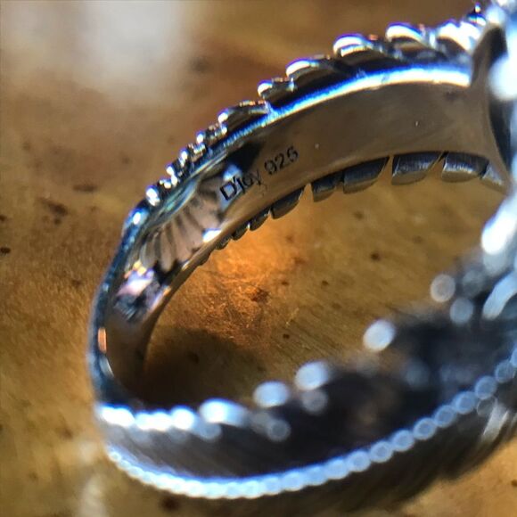 Natural Blue Turquoise Feather Crown Ring Size 7 - Picture 6 of 10